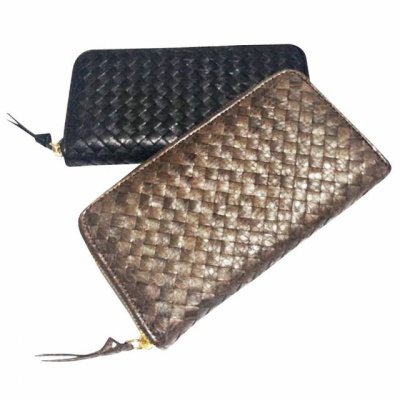 蛇皮　長財布　[マネーヒーリング済]　編み込みタイプ　　