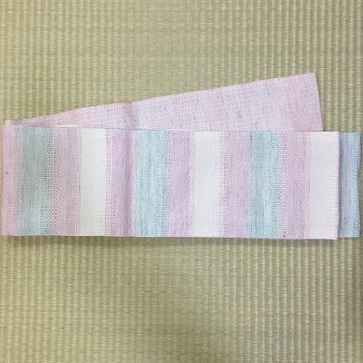 絹ｘ麻　半幅帯　ピンク