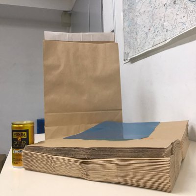 宅配袋【10枚分】(茶色/無地/サイズ:400×320㎜、マチ110㎜、ベロ48㎜ シール付)