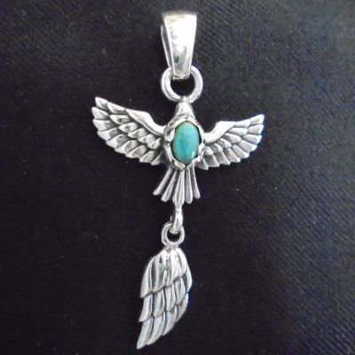ペンダントトップ 鳥＆平和  スリーピングビューティー ターコイズ アリゾナ州 シルバー92